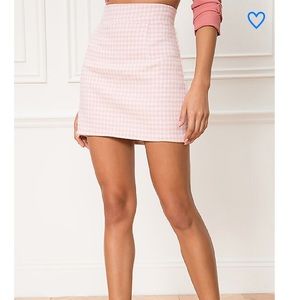Superdown Pink Houndstooth Skirt